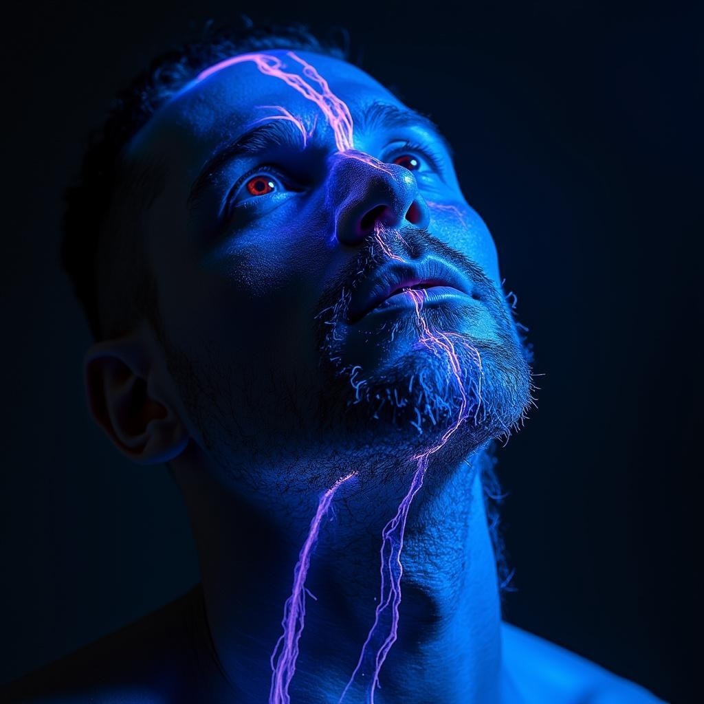 Close-Up Portrait of Man with Dramatic Lighting