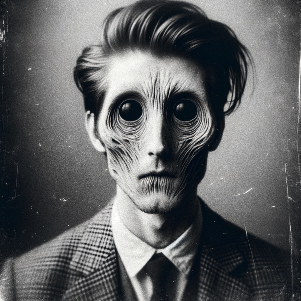 Stylized Portrait of a Person with Distorted Features