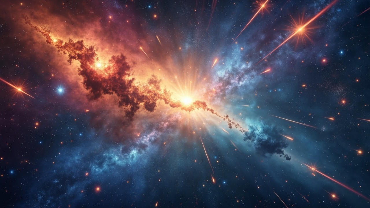 Vibrant Cosmic Scene with Stars and Gas Clouds