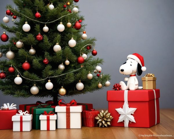 Festive Christmas Tree with Ornaments and Gifts