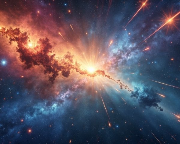 Vibrant Cosmic Scene with Stars and Gas Clouds