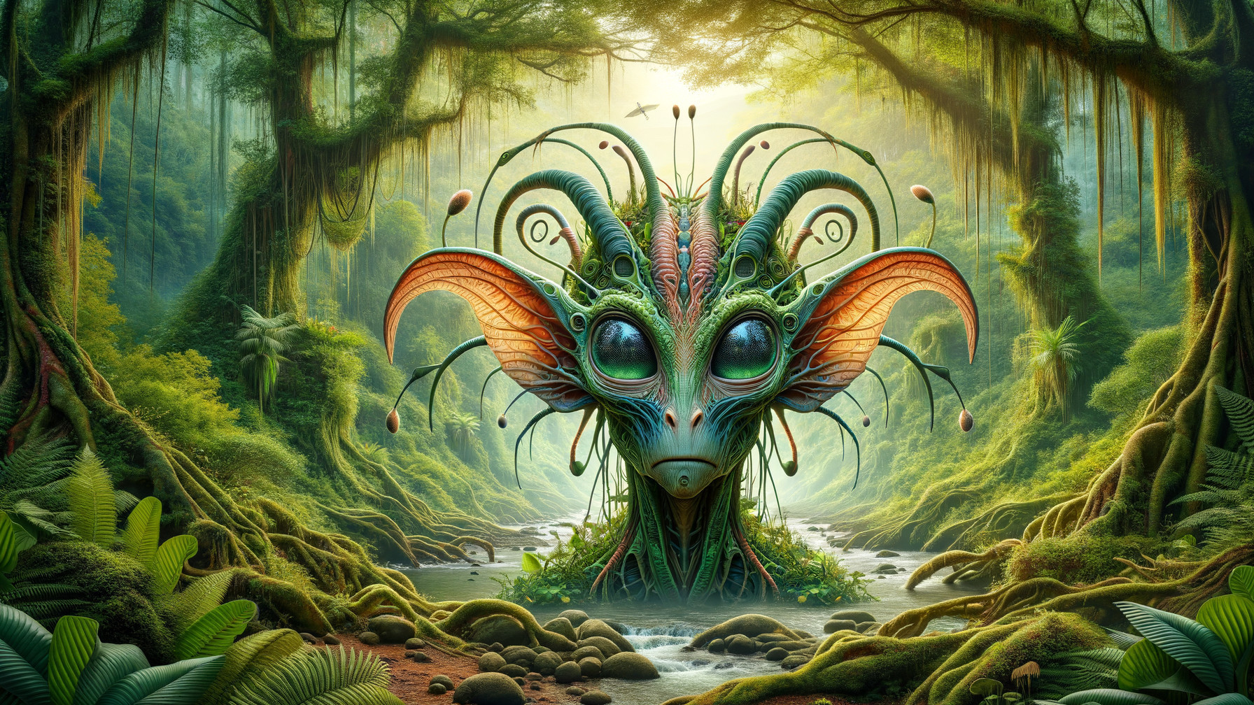 Fantastical Creature in a Lush, Vibrant Forest