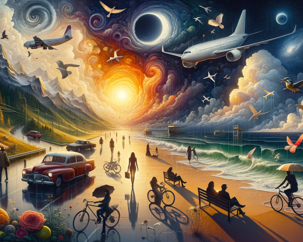 Imaginative Oil Painting of Split Landscape and Sky