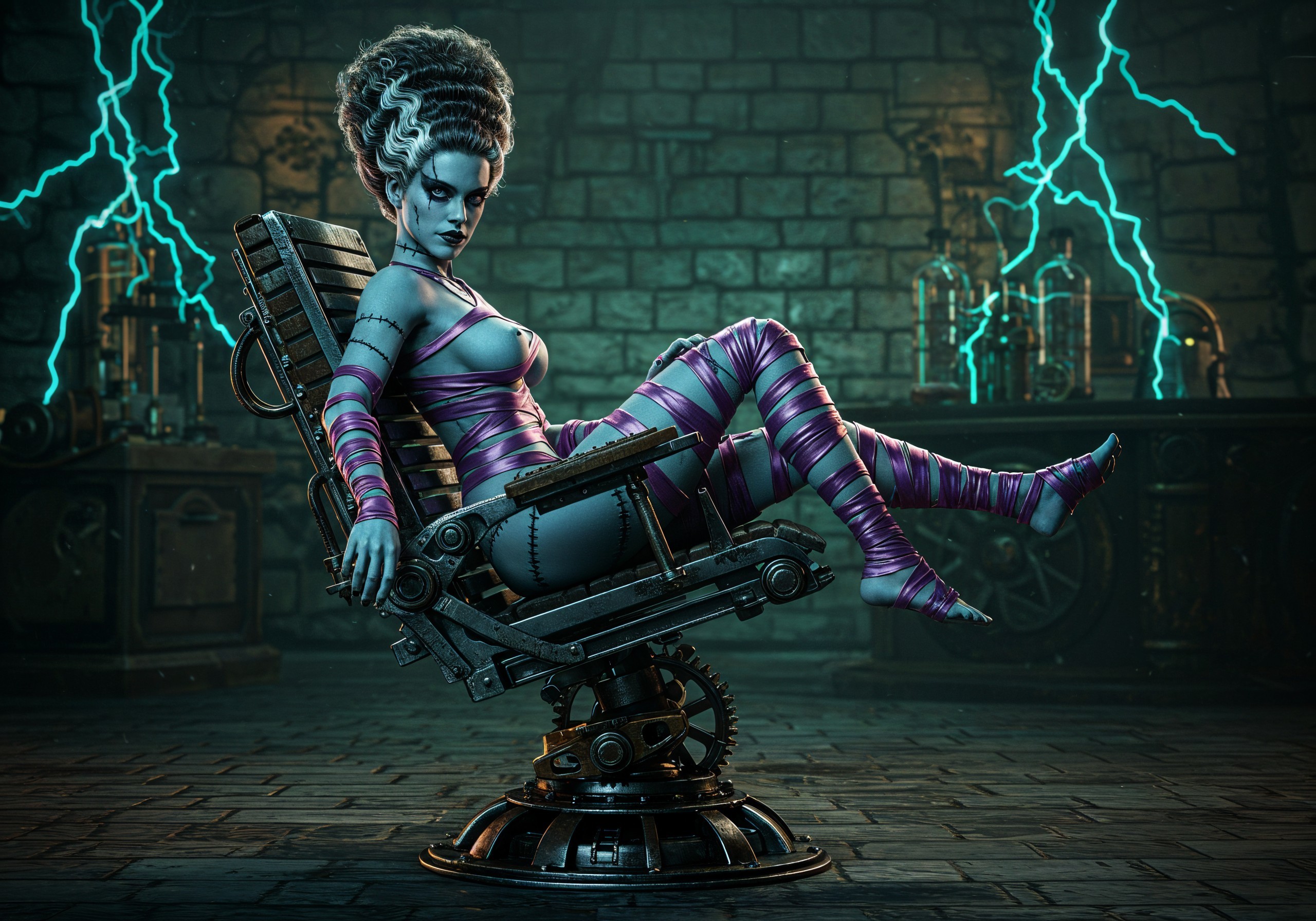 Mad Scientist Character in Retro-Futuristic Setting