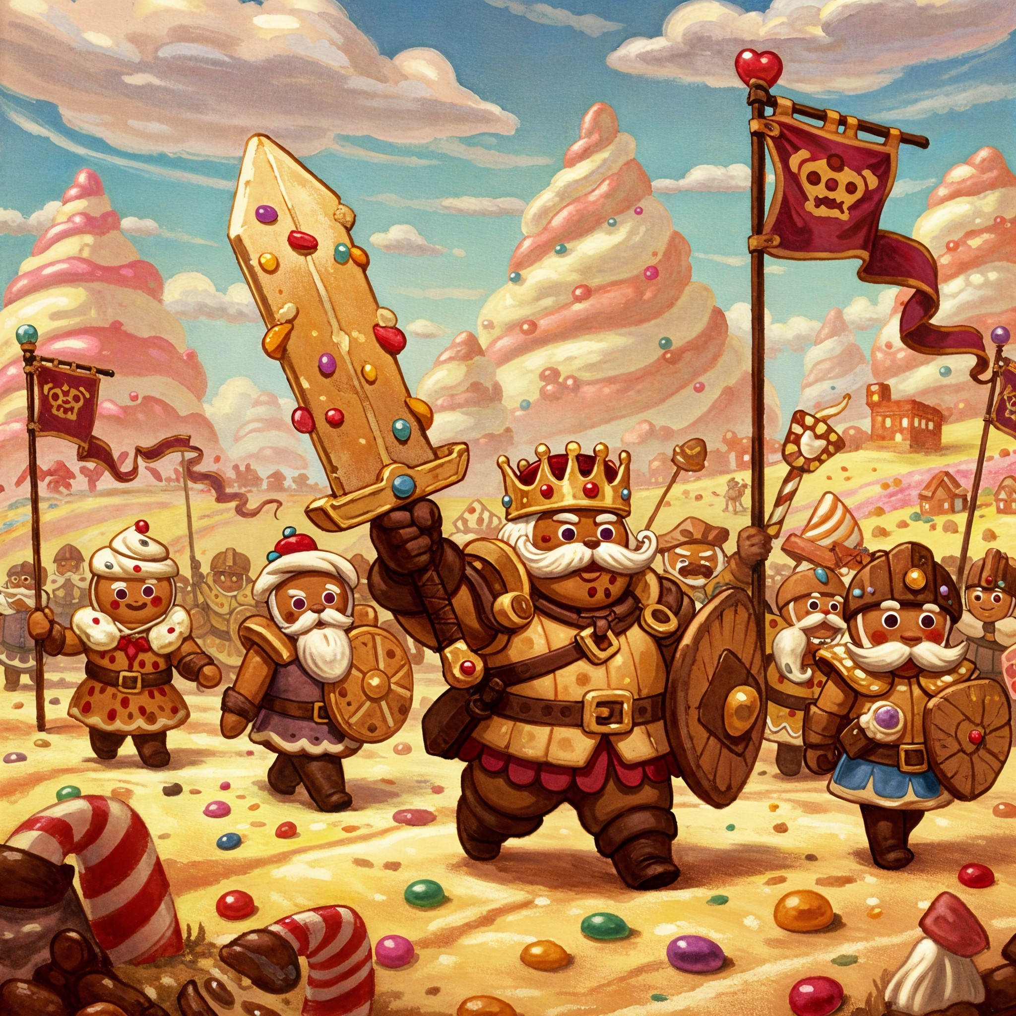 Gingerbread Characters in a Whimsical Candy Land