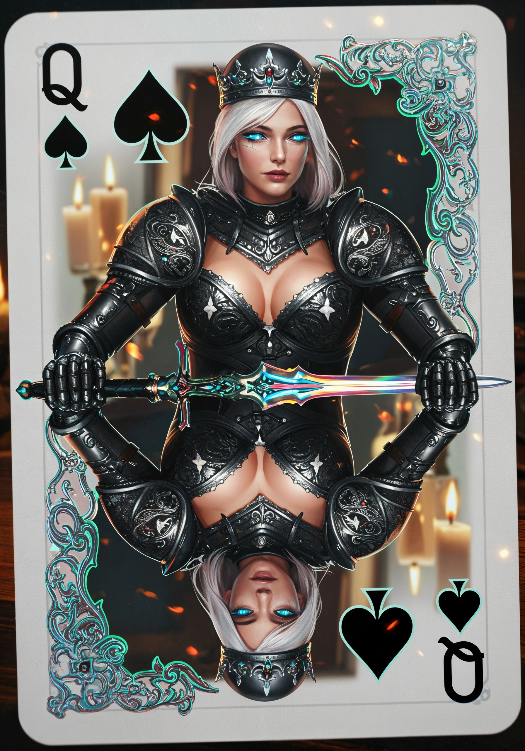 Stylized Queen of Spades Playing Card Design