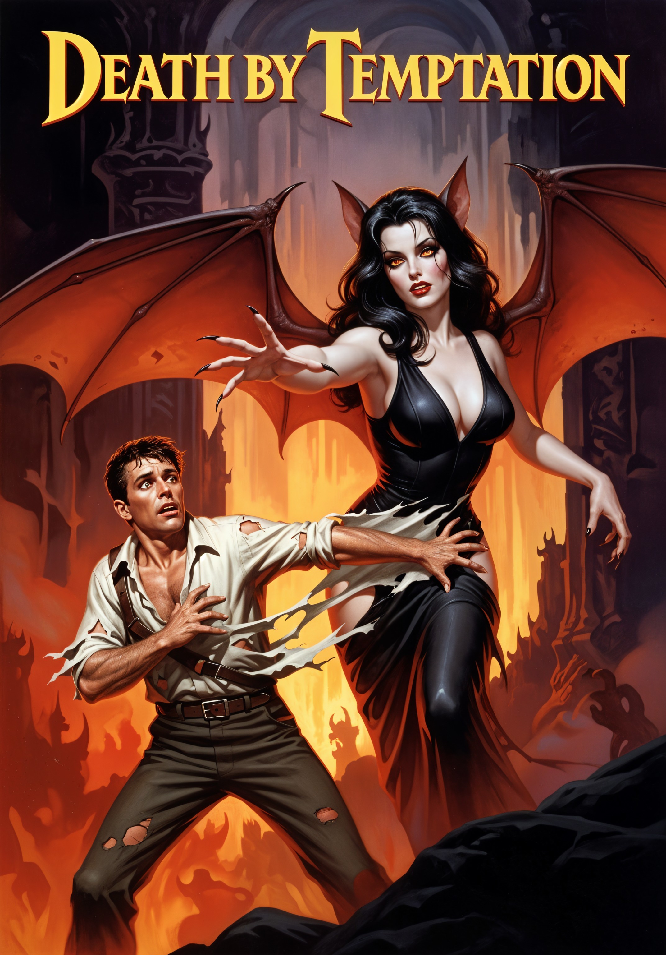 Dramatic Scene from "Death by Temptation" Depicted