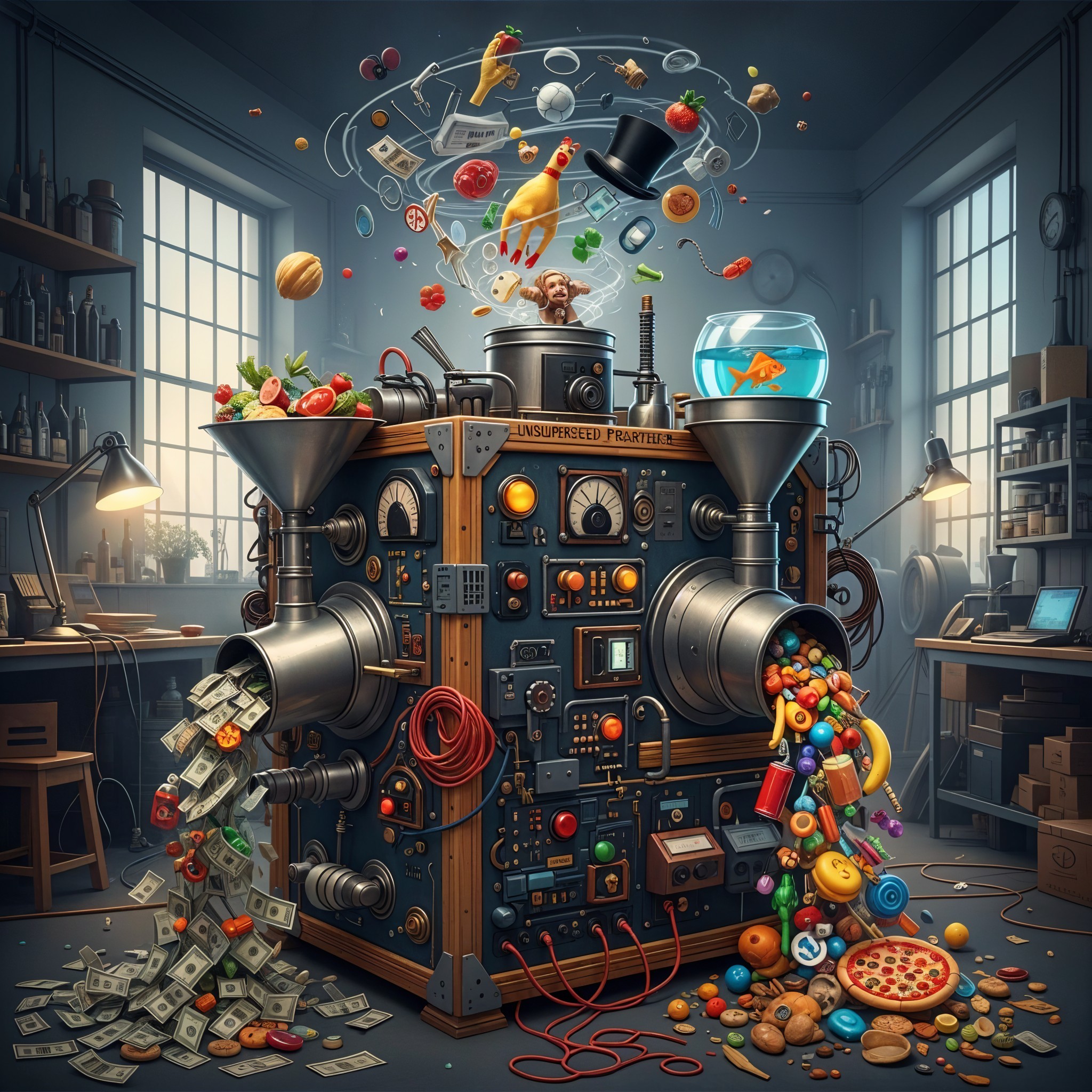 Whimsical Workshop with Colorful Candy Machine
