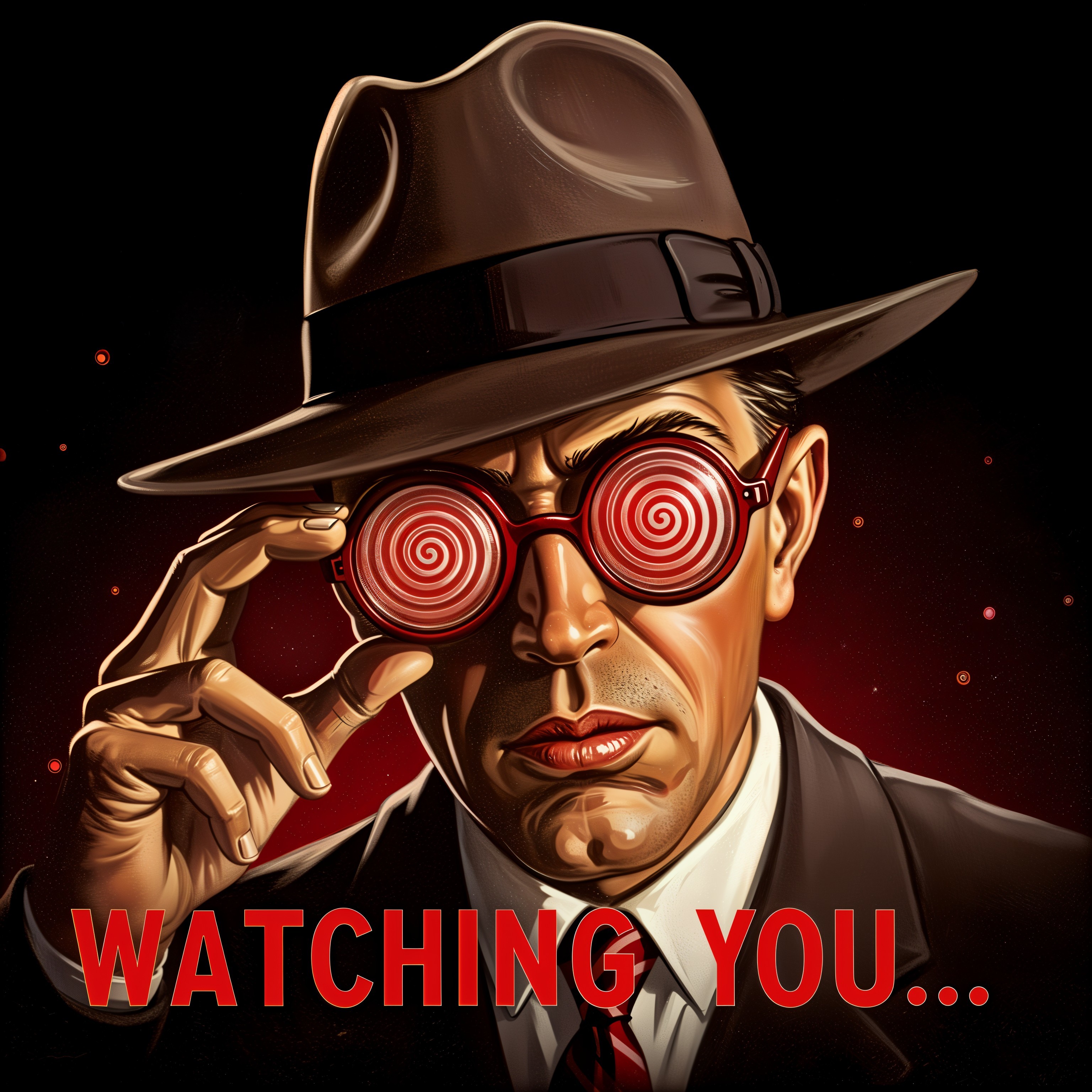 Mysterious Man in Fedora with Hypnotic Glasses