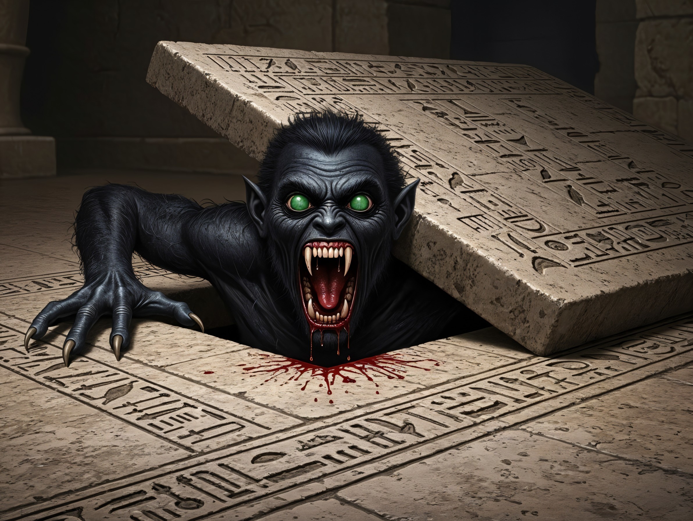 Dark Fantasy Illustration of a Menacing Vampire Creature