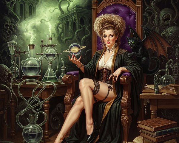 Intricate Digital Painting of a Sorceress on Throne