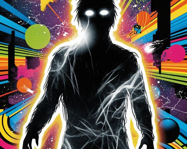 Silhouette Against Vibrant Cosmic Background