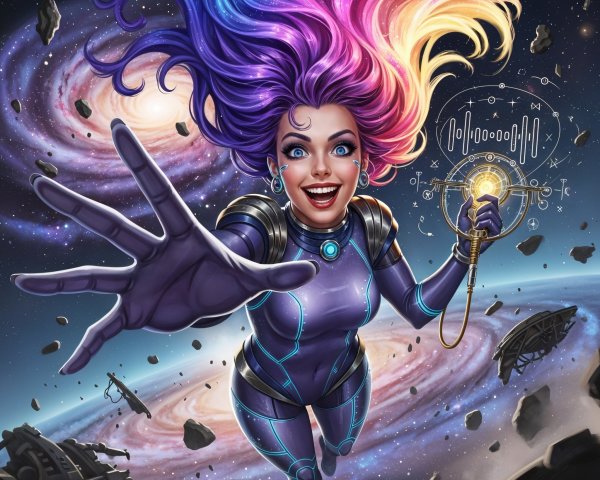 Futuristic Scene of Female Astronaut in Space