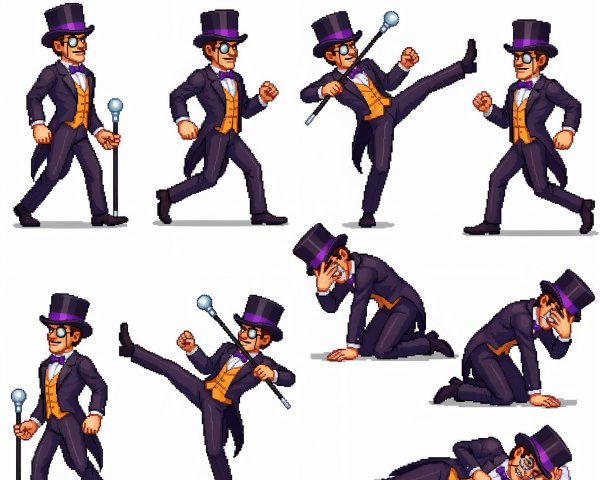 Cartoon Man Pixel Art Animation Spritesheet Details