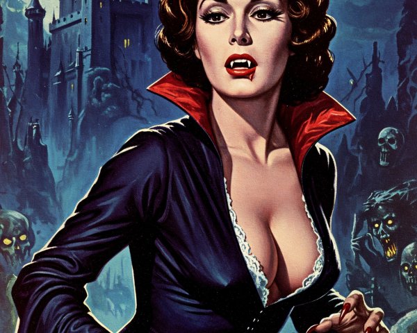 Vintage Gothic Illustration of a Female Vampire
