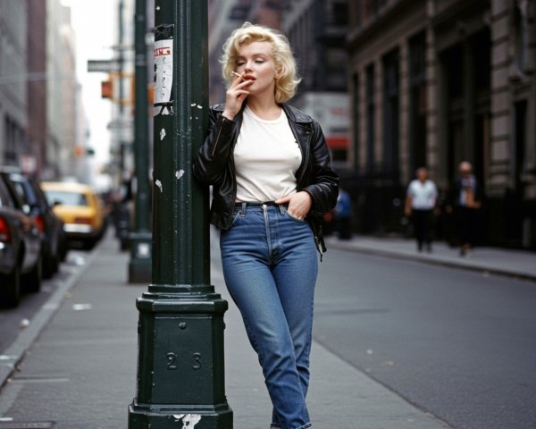 Stylish Woman in Urban Setting with Classic Fashion