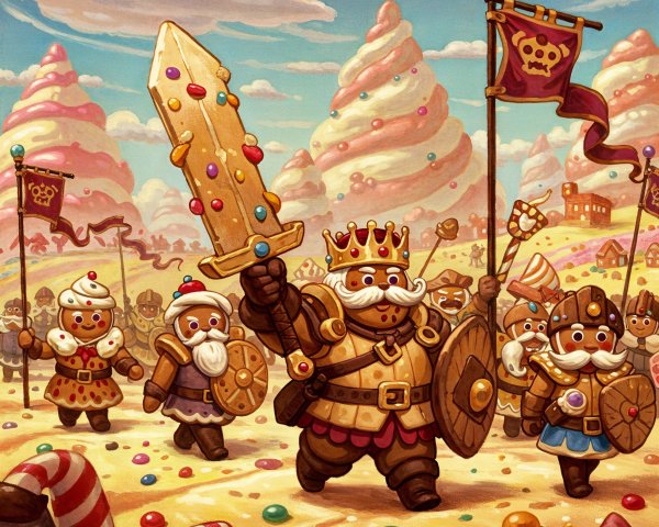 Gingerbread Characters in a Whimsical Candy Land