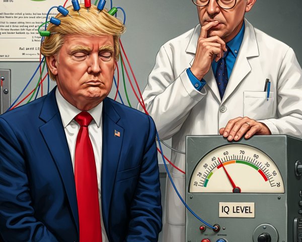Man with Wires and Doctor Observing IQ Measurement