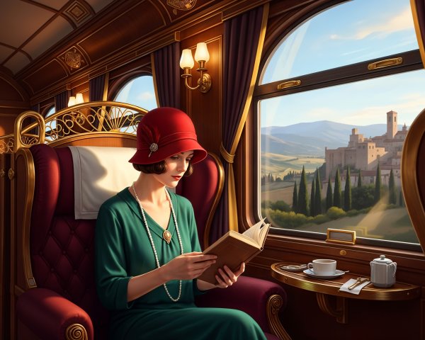 Luxurious Train Carriage with Scenic Landscape View