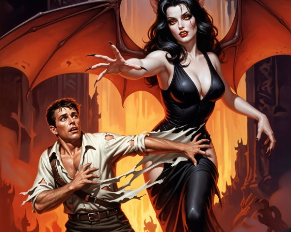 Dramatic Scene from "Death by Temptation" Depicted