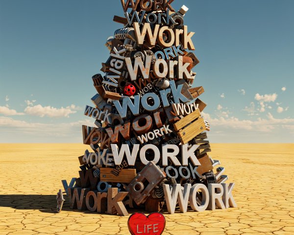 Contrasting Themes of Work and Life in Arid Landscape