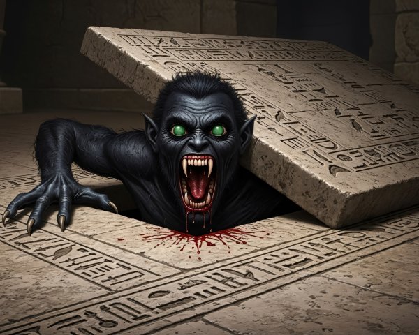 Dark Fantasy Illustration of a Menacing Vampire Creature