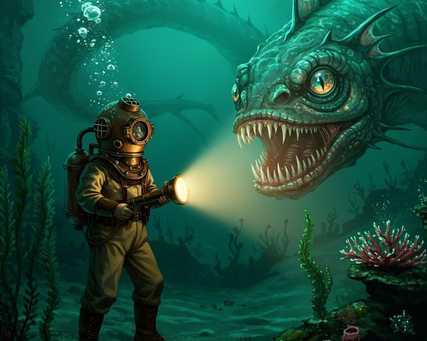 Deep-Sea Diver Encounters Menacing Sea Creature