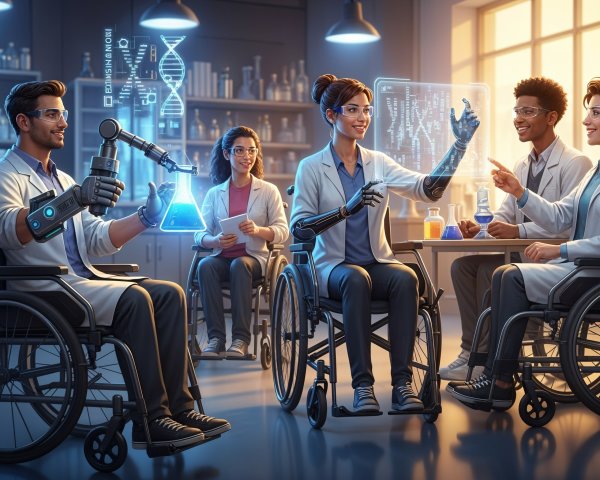 Diverse Scientists Collaborate in Modern Laboratory Setting