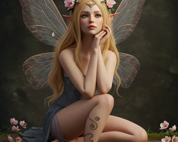 Mystical Fairy with Translucent Wings in Forest