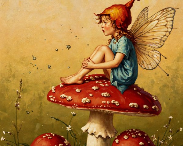 Whimsical Scene of a Girl with Butterfly Wings