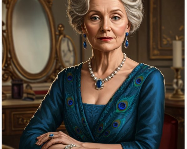 Elegant Woman at Vanity with Opulent Jewelry