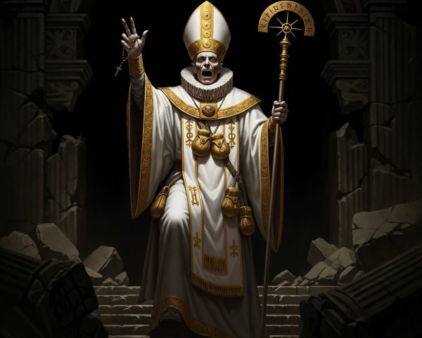 Traditional Religious Leader in White and Gold Robes