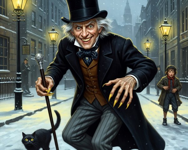 Gothic Scene with Sinister Figure in Victorian Alley