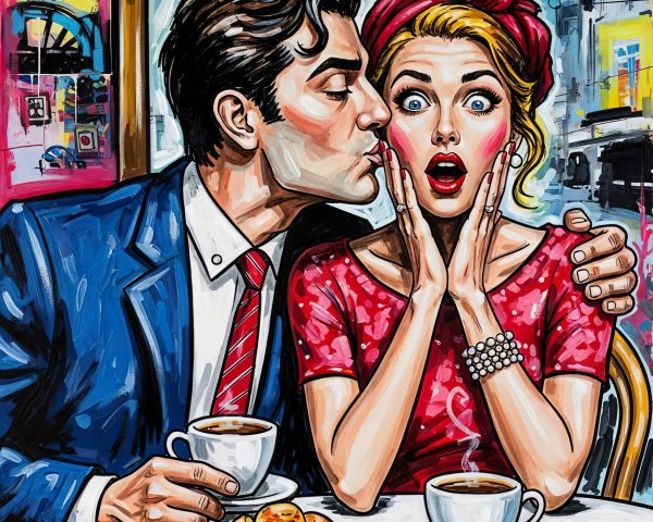 Stylish Couple at Café Table with Vibrant Expressions