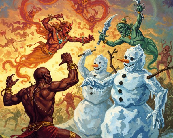 Dynamic Battle Scene with Mythical Creatures