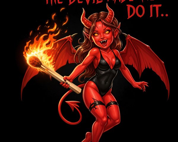 Stylized Devilish Character with Red Skin and Wings
