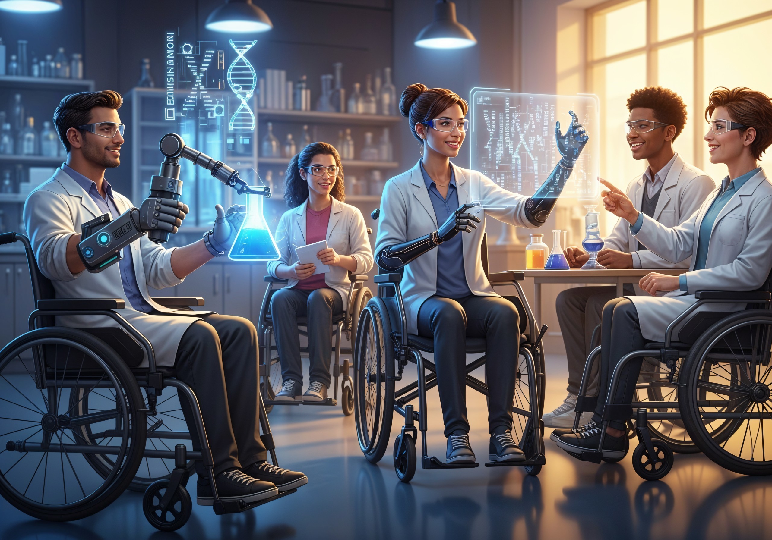 Diverse Scientists Collaborate in Modern Laboratory Setting