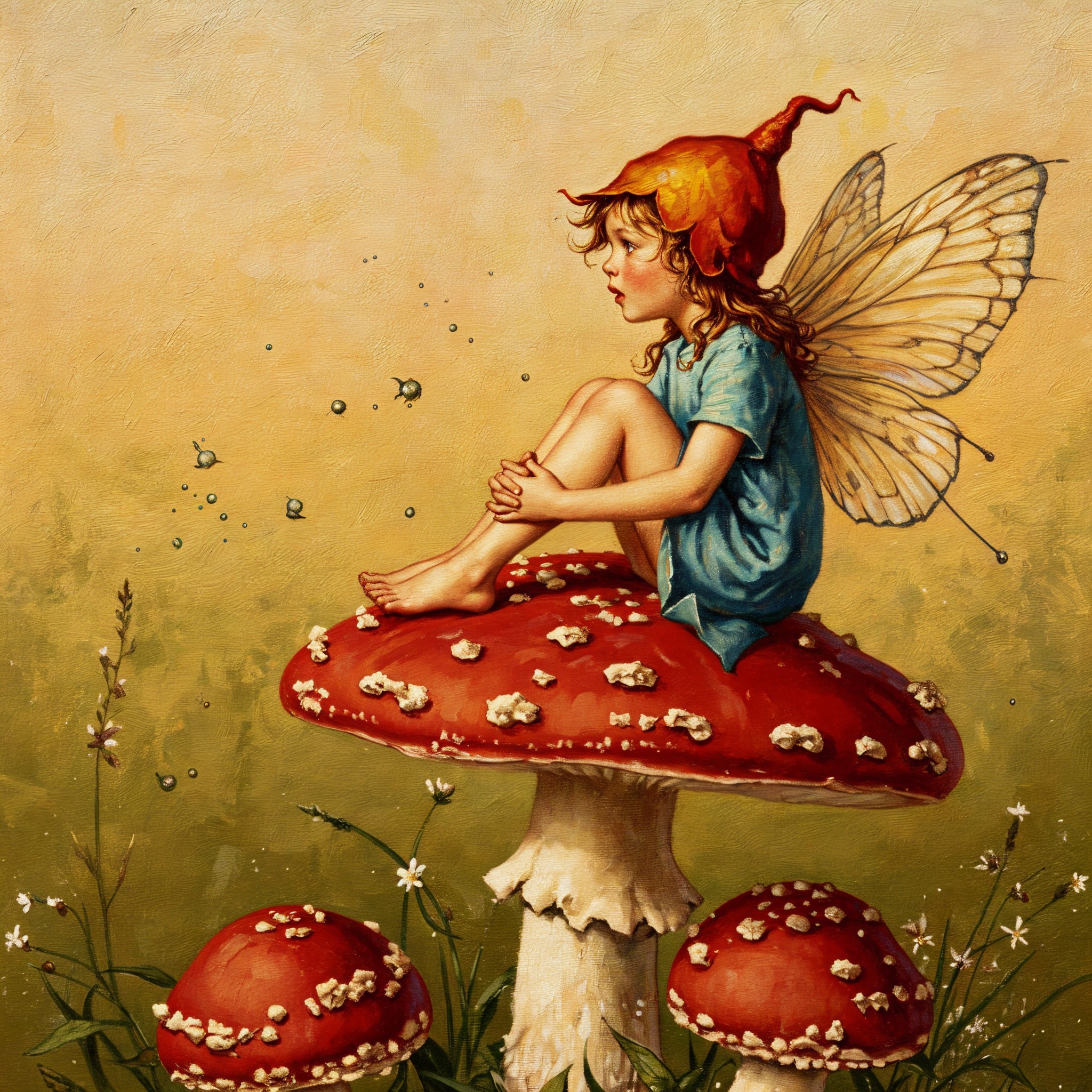 Whimsical Scene of a Girl with Butterfly Wings