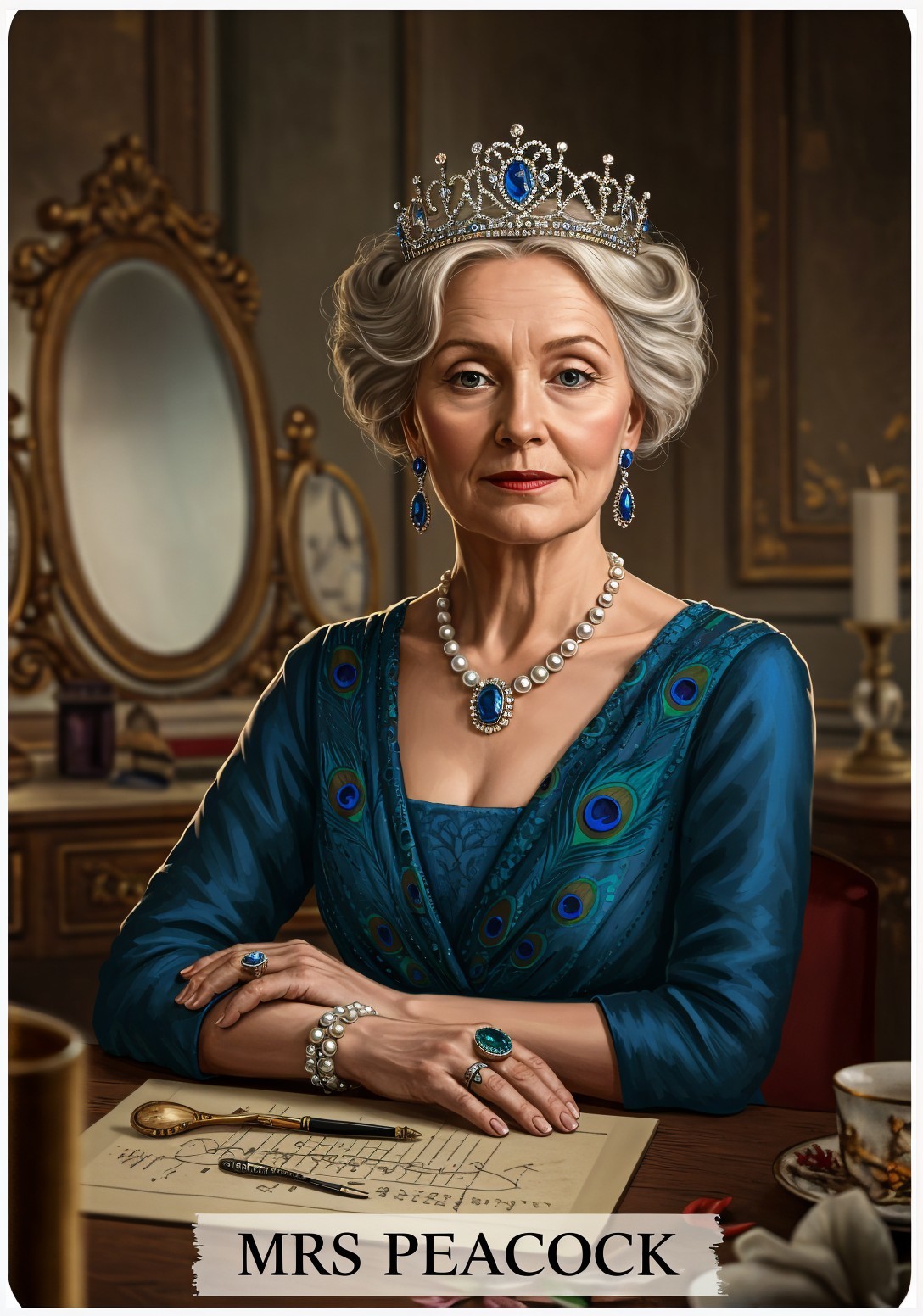 Elegant Woman at Vanity with Opulent Jewelry
