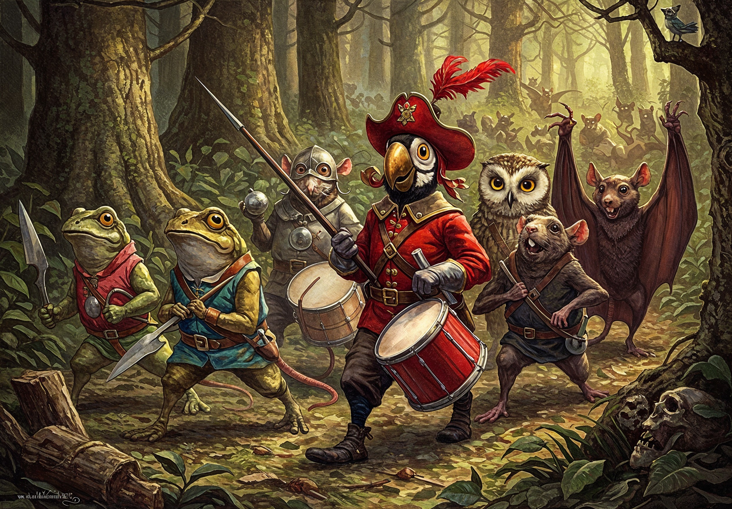 Whimsical Forest Adventure with Pirate Parrot and Animals