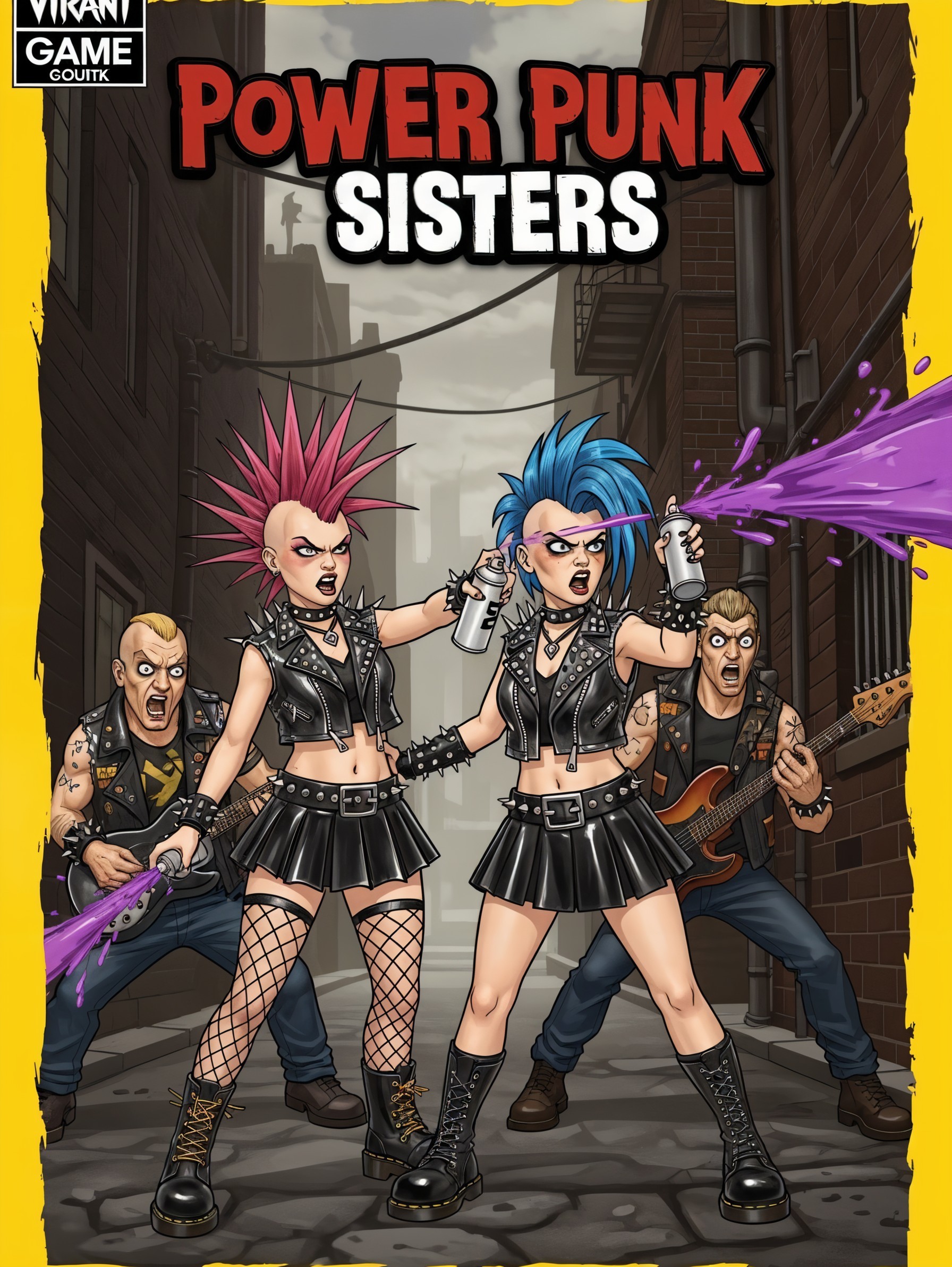Cartoon Illustration of a Punk Rock Band with Musicians