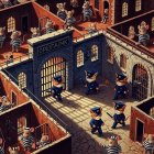 Whimsical Cartoon Prison Scene with Mice Characters