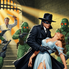 Mysterious Scene with Masked Figures and Tension