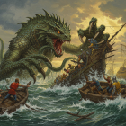 Colossal Sea Monster Emerges Amidst Chaotic Battle