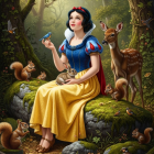 Snow White in a Forest with Woodland Creatures