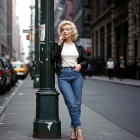 Stylish Woman in Urban Setting with Classic Fashion