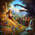 Contrast of Abundance and Greed in a Vibrant Scene