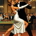 Stylish Couple Dancing Tango in Glamorous Casino Setting