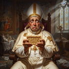 Crying Pope in a Luxurious, Dilapidated Room