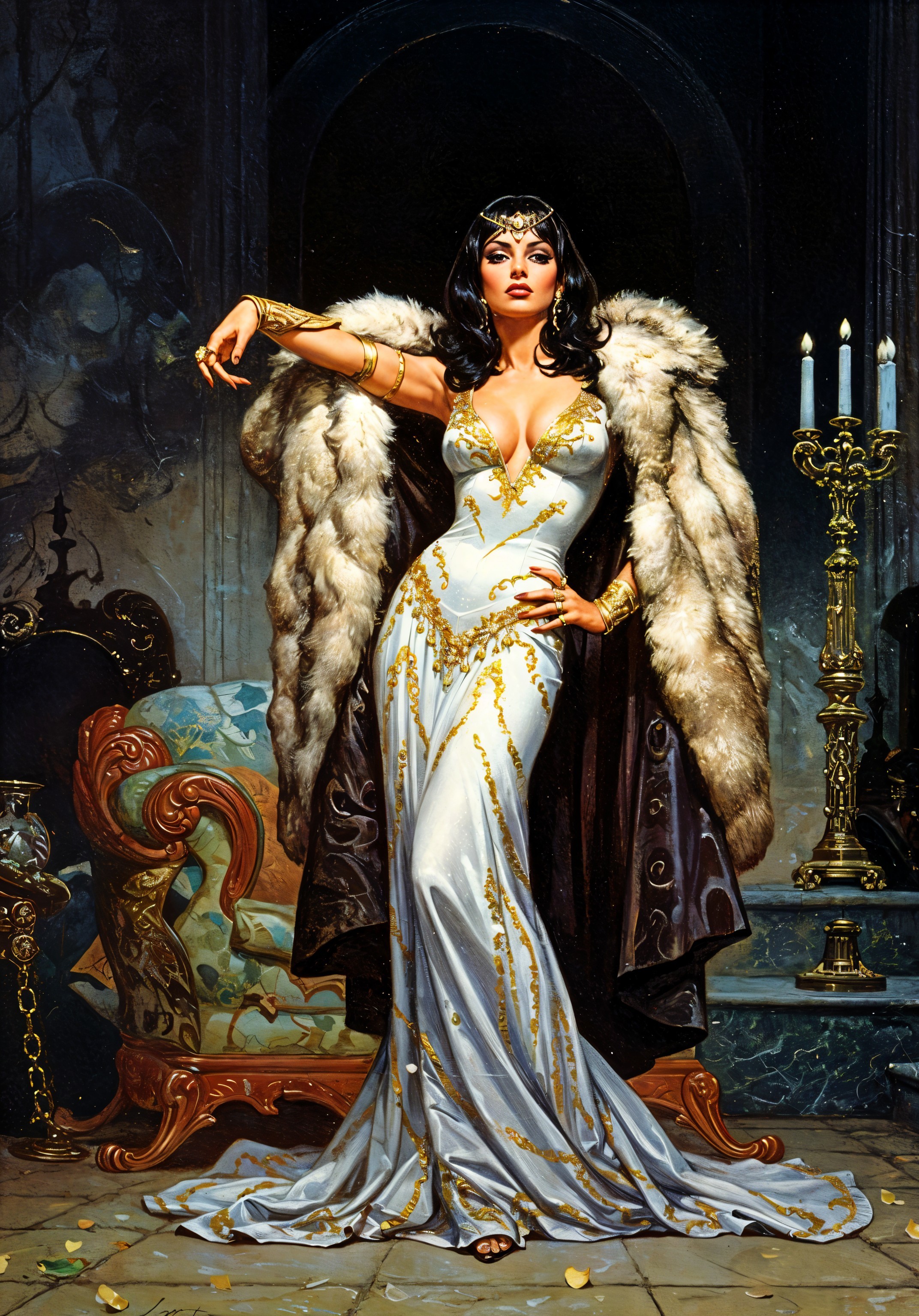 Glamorous Woman in Luxurious Setting with Elegant Attire